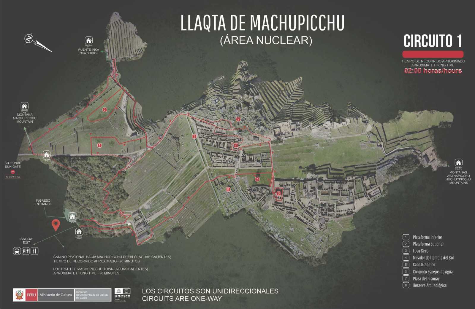 Mapa de Circuito 1 a Machu Picchu