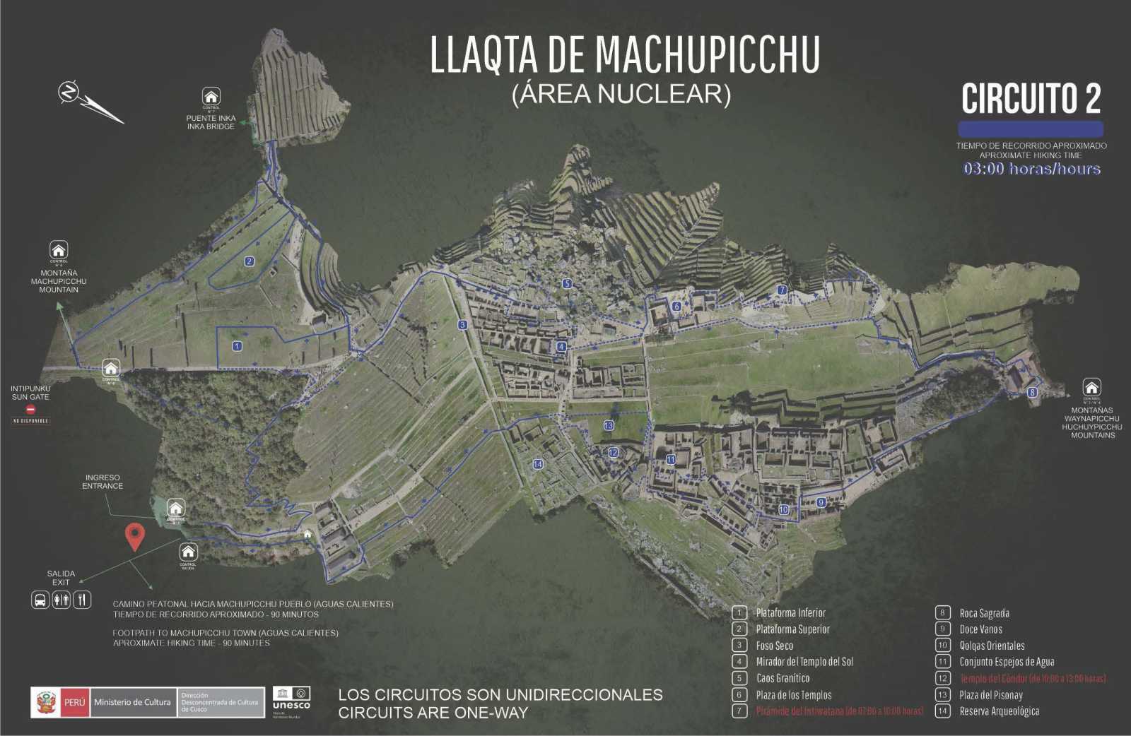 Mapa de Circuito 2 a Machu Picchu