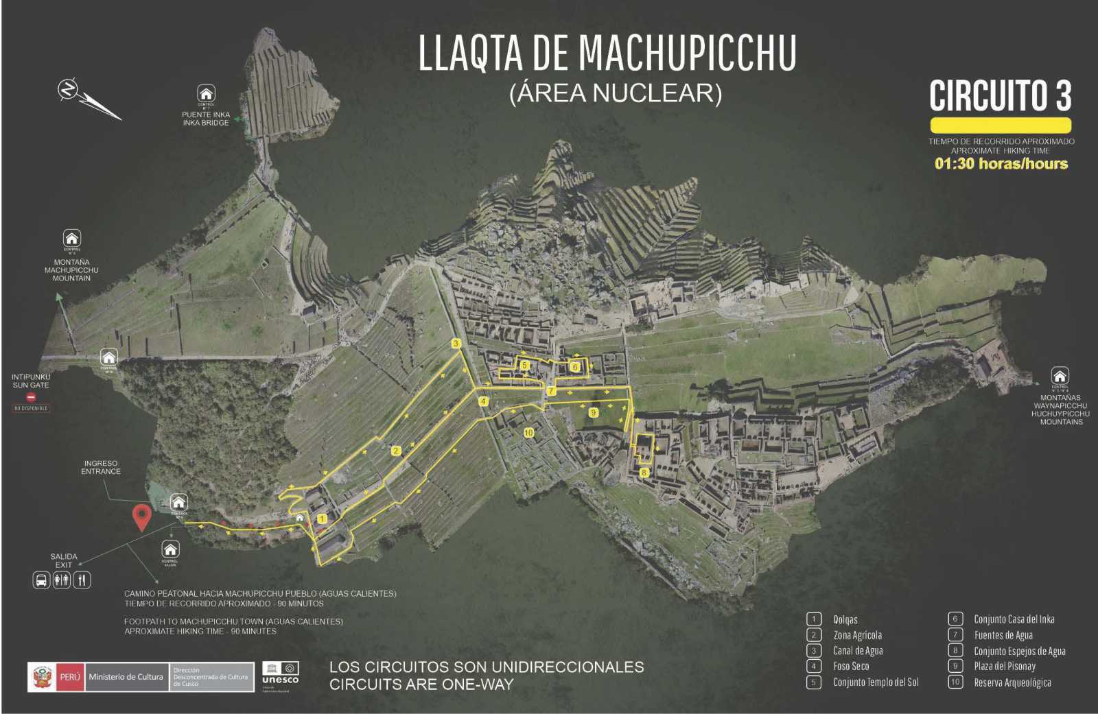 Mapa de Circuito 3 a Machu Picchu