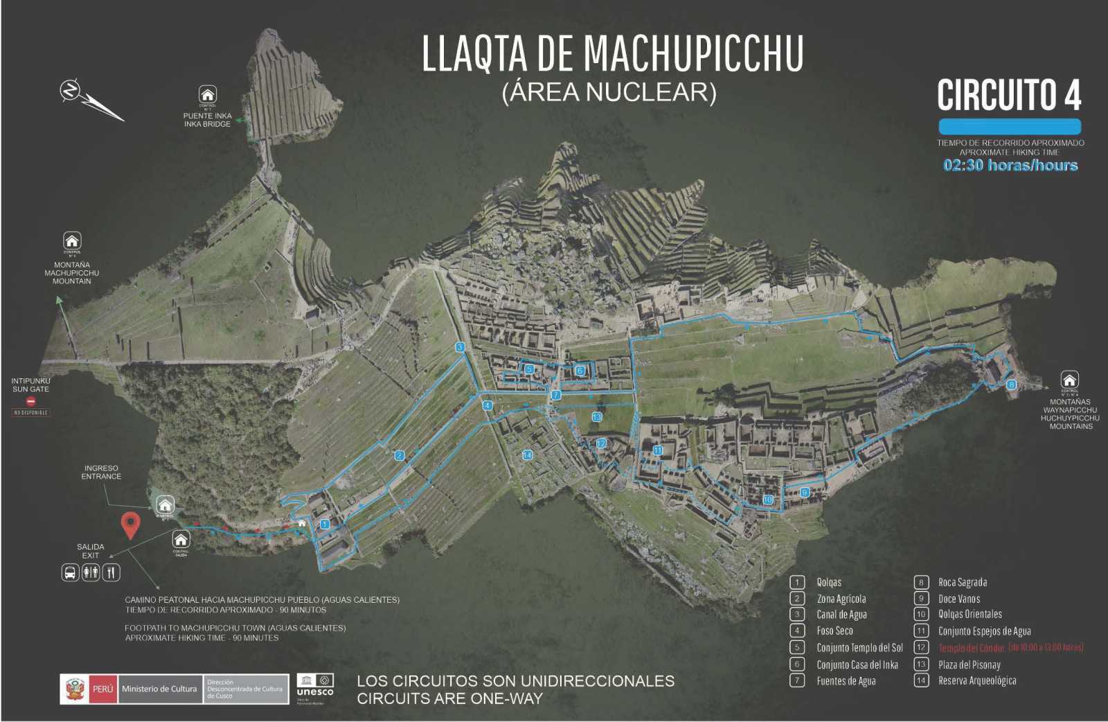 Mapa de Circuito 4 a Machu Picchu