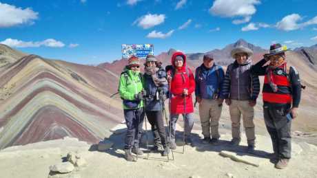 Satisfied customers at Rainbow Mountain on the Ausangate Route