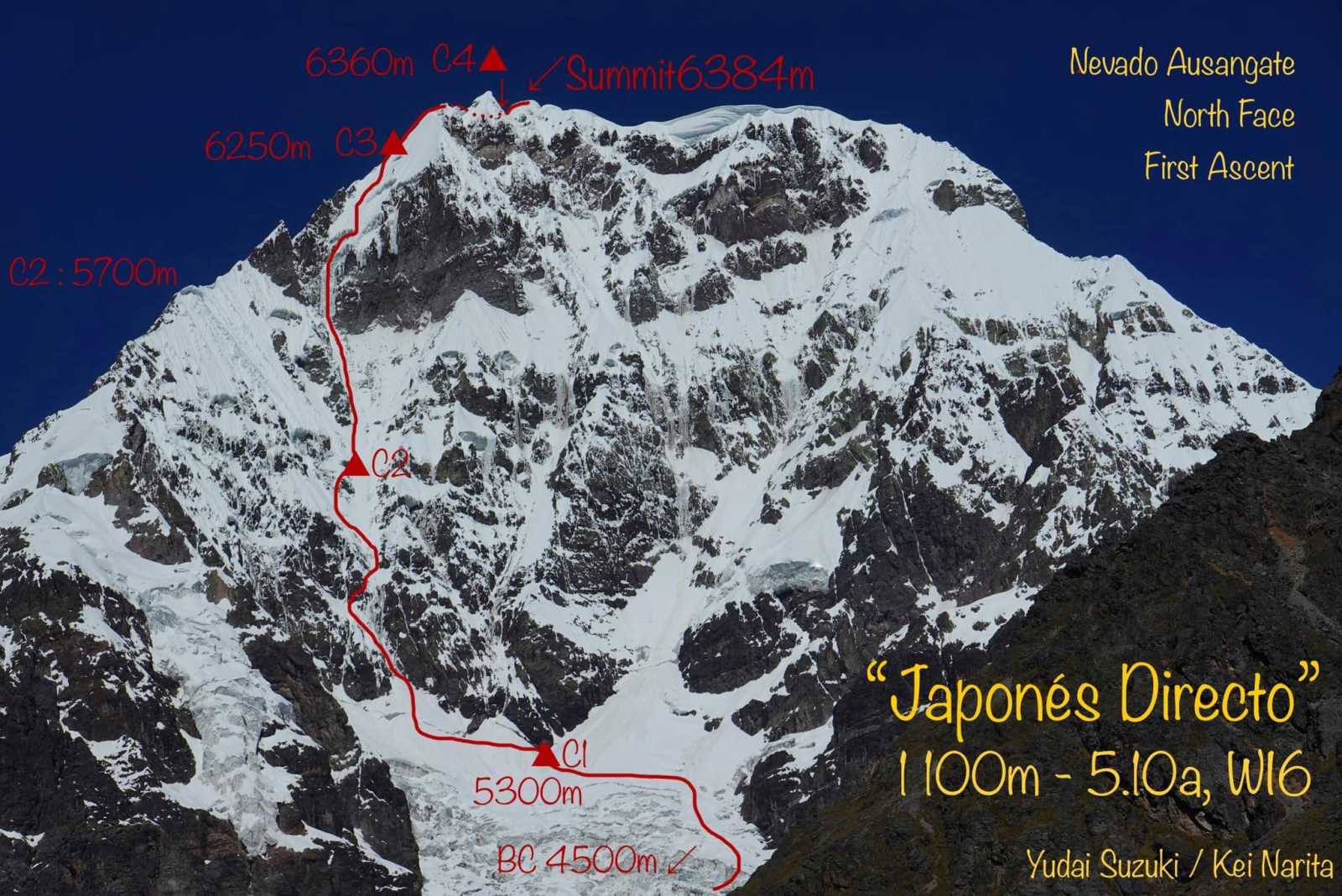 Ruta de escalada Directo Japonesa al Ausangate
